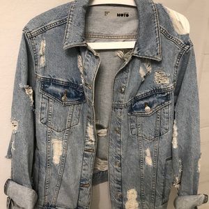 Topshop Moto ripped Jean jacket